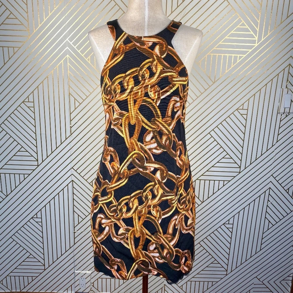Trina Turk Aptos Dress in Black Chain Print